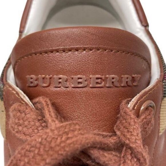 EUC Burberry Mens Leather sneakers w/Check insert Sz 42, fits like a US Sz 10 - Picture 8 of 8